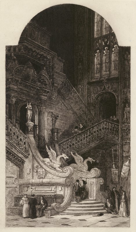 Catedral de Burgos, gravura de C. O. Murray, segundo David Roberts (litografia) de English School