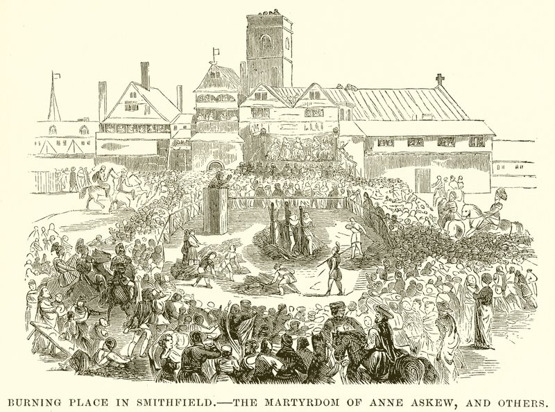 Palácio ardente em Smithfield .-- O martírio de Anne Askew e outros de English School
