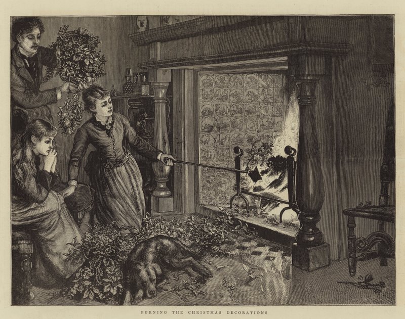 Queimando as Decorações de Natal (gravura) de English School