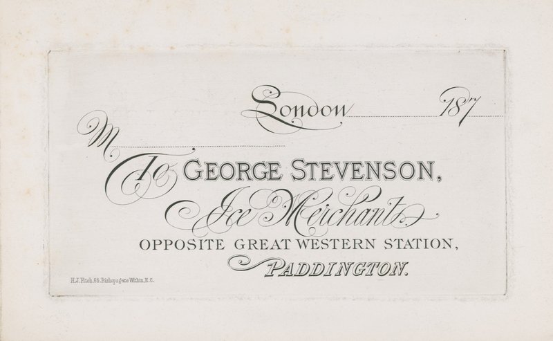 Cartão de visita para George Stevenson de English School