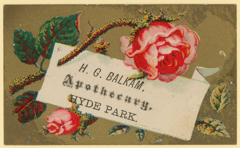 Cartão de visita para HG Balkam, Boticário, Hyde Park (cromo) de English School
