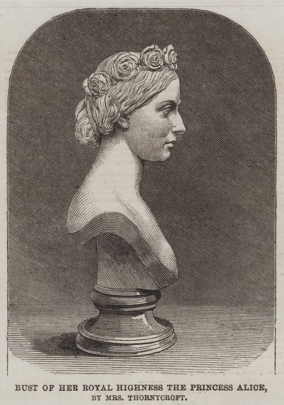 Busto de Sua Alteza Real a Princesa Alice, pela Sra. Thornycroft (gravura) de English School