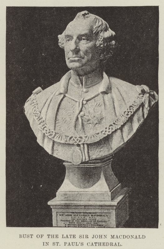 Busto do falecido Sir John Macdonald na Catedral de São Paulo (gravura) de English School