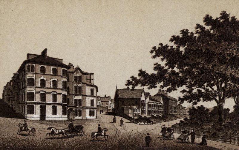 Buxton: Burlington Hotel e Broadwalk (litho) de English School