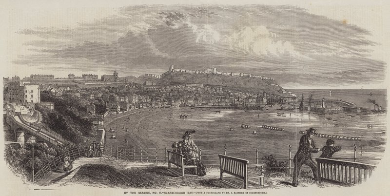 À beira-mar, Scarborough Bay (gravura) de English School