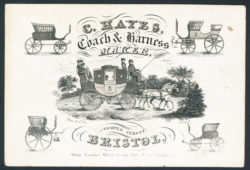 C Hayes, treinador e fabricante de arreios, cartão comercial de English School