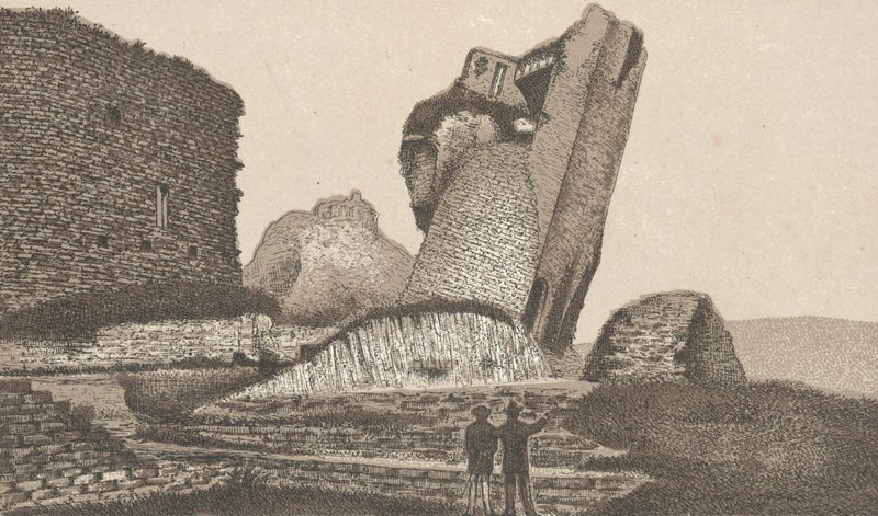 Castelo de Caerphilly, Torre de Inclinação (litho) de English School