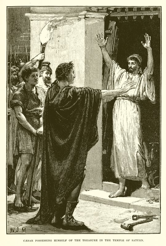 César possui o tesouro no templo de Saturno de English School