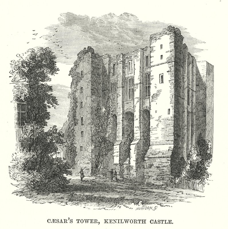 Caesars Tower, Castelo Kenilworth (gravura) de English School