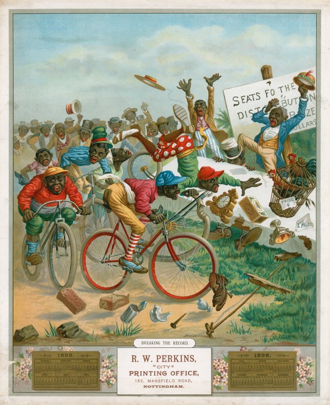 Calendário para 1898. Ciclistas de English School