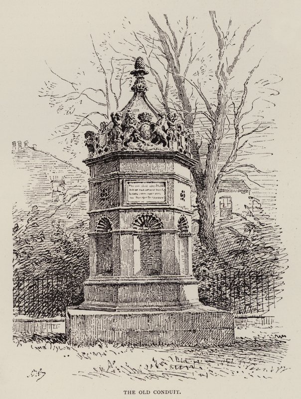 Cambridge: The Old Conduit (gravura) de English School