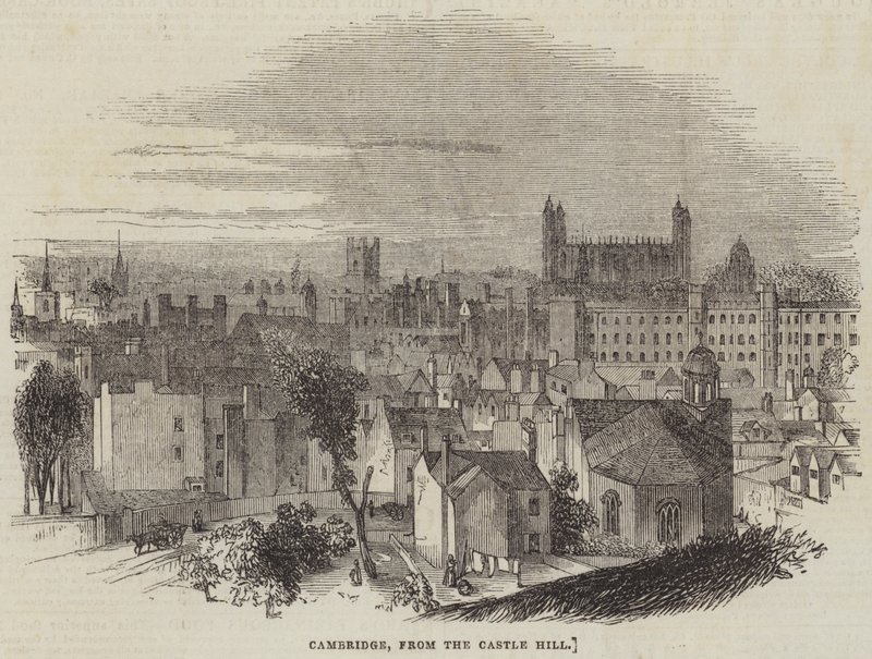 Cambridge, de Castle Hill (gravura) de English School