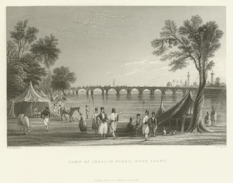 Acampamento de Ibrahim Pasha, perto de Adana, Turquia, 1837 de English School