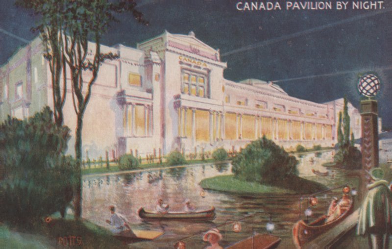 Pavilhão do Canadá à noite, Exposição do Império Britânico, Wembley de English School