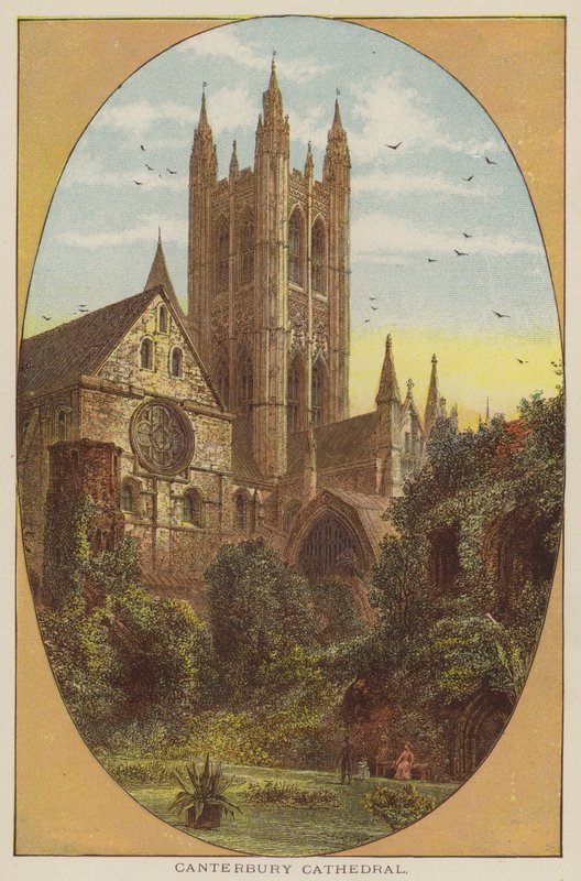 Catedral de Canterbury (gravura colorida) de English School