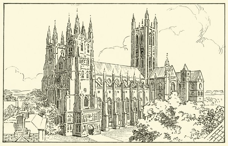 Catedral de Canterbury (tinta no papel) de English School