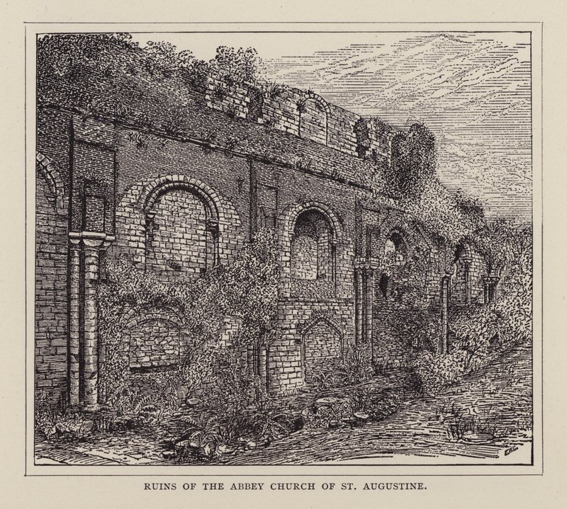 Canterbury: Ruínas da Igreja Abadia de Santo Agostinho (Litho) de English School