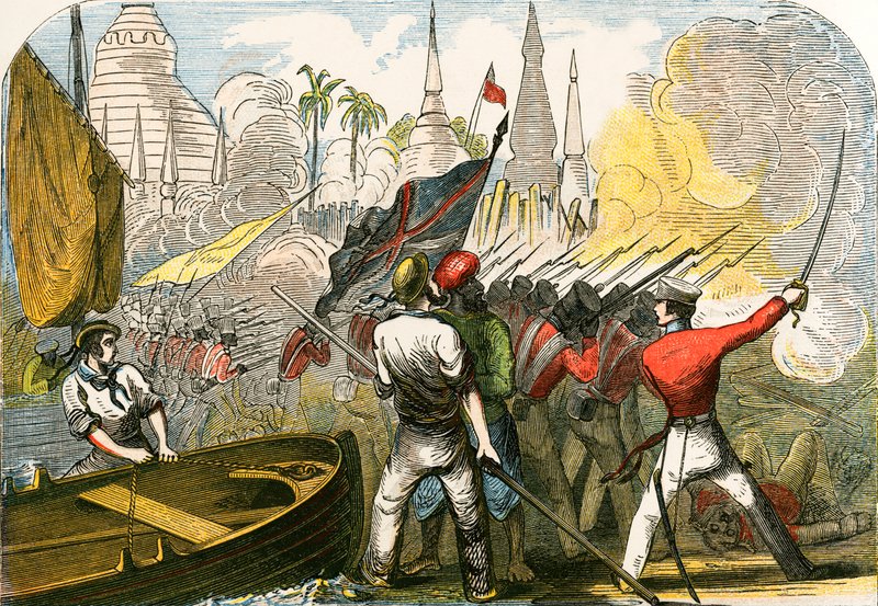 Captura de Rangoon, império birmanês de English School