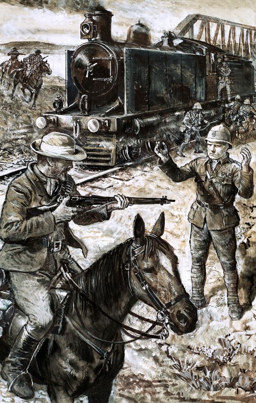 Captura de Winston Churchill durante a Guerra da Boer (guache no papel) de English School