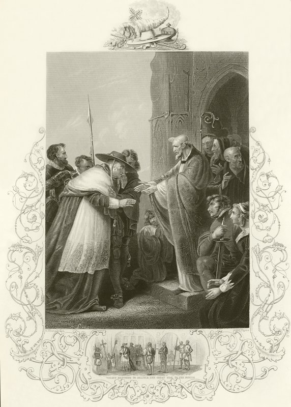 Cardeal Wolsey entrando na Abadia de Leicester de English School