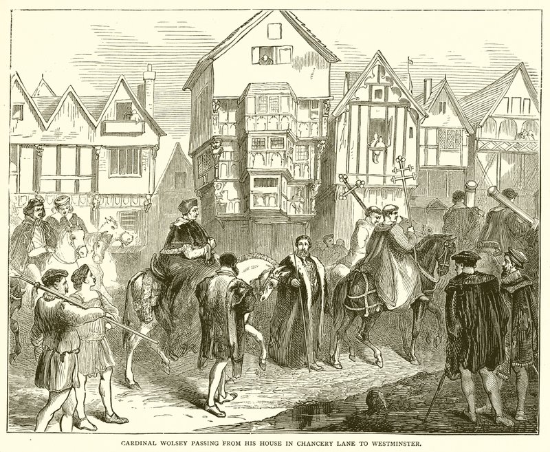 Cardeal Wolsey passando de sua casa em Chancery Lane para Westminster de English School