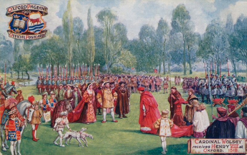 Cardeal Wolsey recebe Henrique VIII em Oxford, 1518 de English School