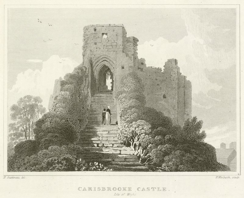 Castelo de Carisbrooke, Ilha de Wight (gravura) de English School