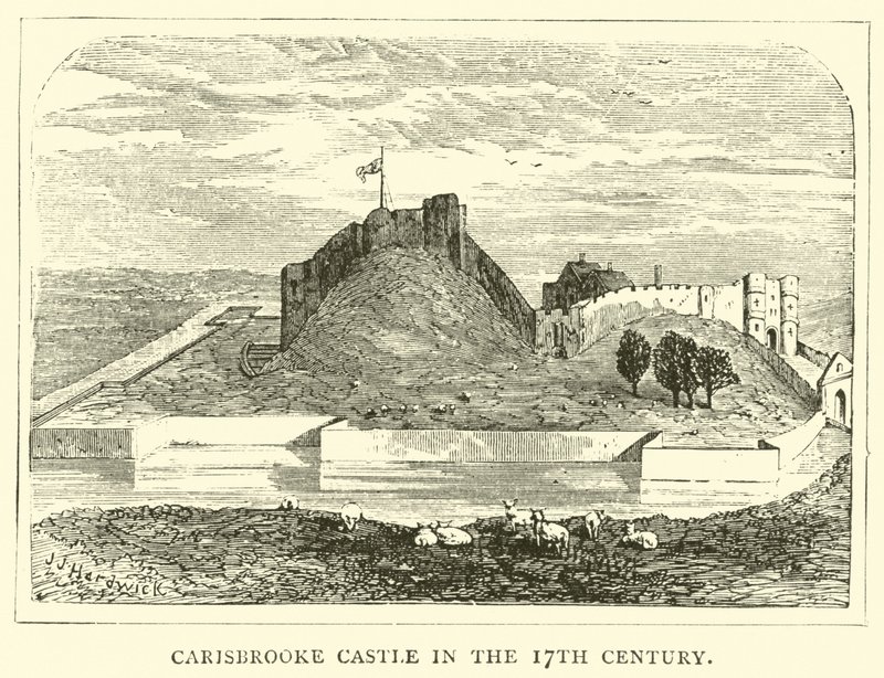 Castelo de Carisbrooke no século XVII de English School