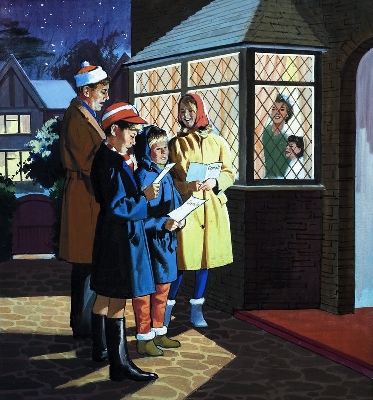cantores de cânticos de Natal de English School