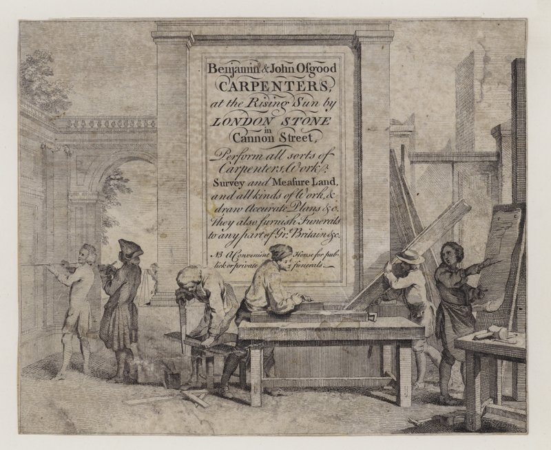 Carpinteiros, Benjamin e John Osgood, cartão de comércio de English School