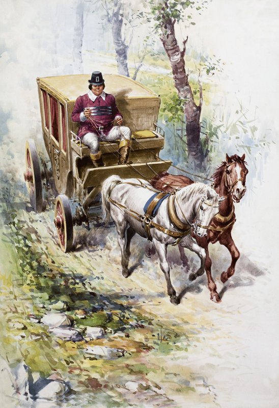 Carruagem puxada por cavalos de English School