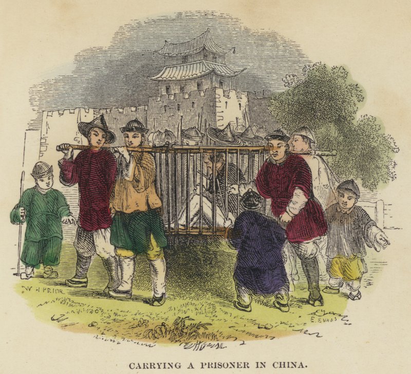 Carrying a Prisoner in China (gravação a cores) de English School