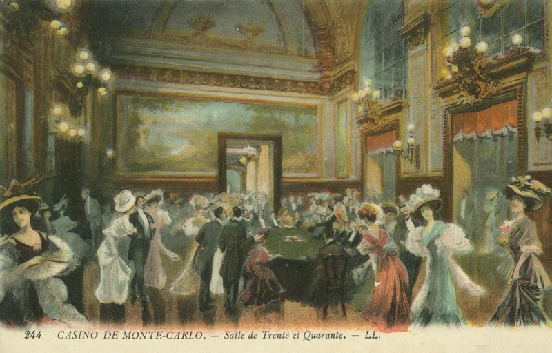 Casino de Monte Carlo, Mónaco (litografia a cores) de English School