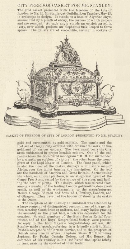 Caixão da Liberdade da Cidade de Londres apresentado ao Sr. Stanley (gravura) de English School