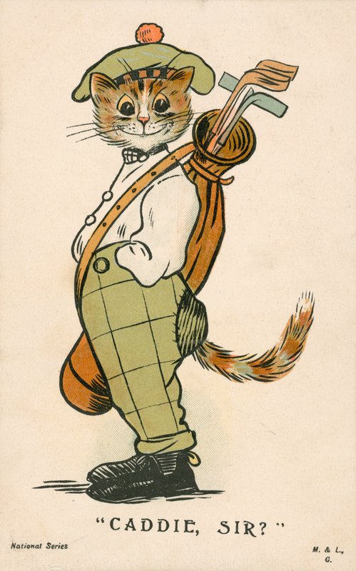 Cat, caddy de golfe escocês (lito colorido) de English School