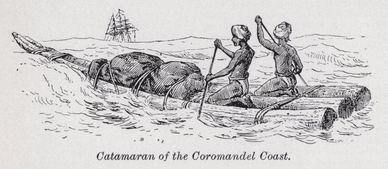 Catamarã da Costa de Coromandel (litho) de English School