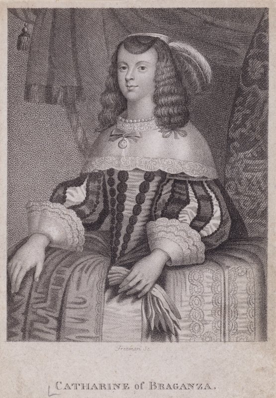 Catarina de Bragança, Rainha Consorte do Rei Carlos II (gravura) de English School