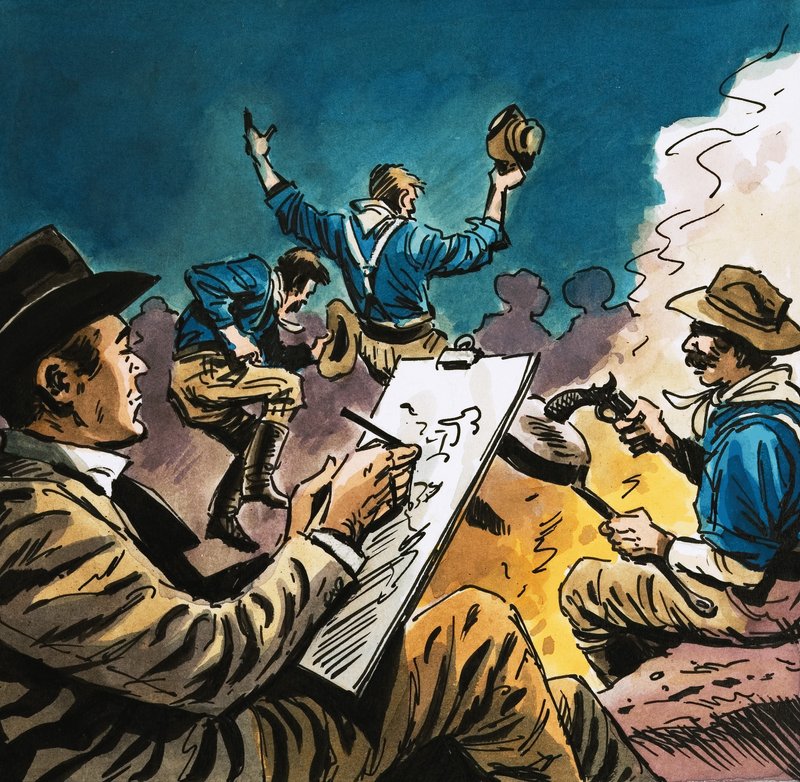Cavalaria, dançar, ao redor, um, acampamento, fogo, com, arthur, Boyd, Houghton, esboçar de English School