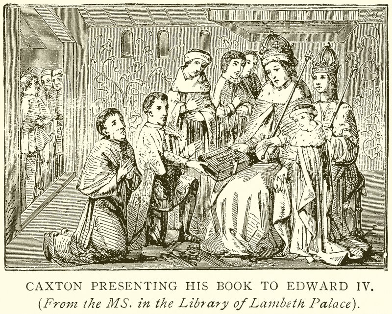 Caxton Apresentando seu livro para Edward IV de English School