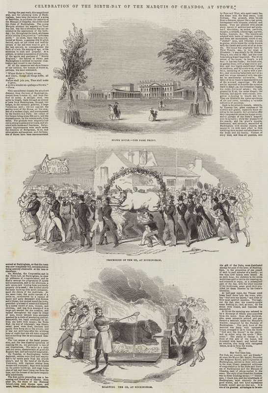 Celebração do Dia de Nascimento do Marquês de Chandos, em Stowe (gravura) de English School