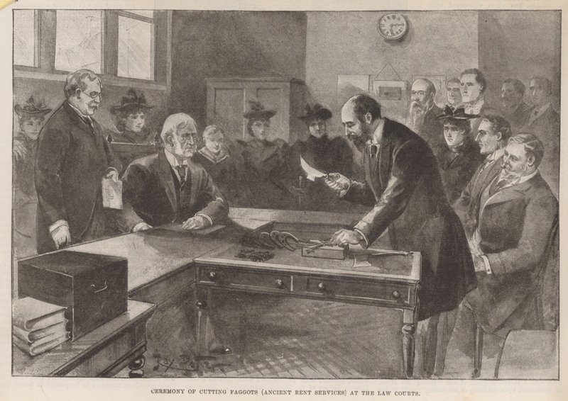 Cerimônia de corte de bichas (antigos serviços de aluguel) nos Tribunais de English School
