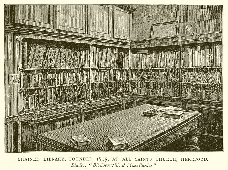Biblioteca Acorrentada, Fundada em 1715, em toda a Igreja dos Santos, Hereford de English School