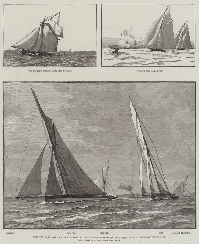Channel Match of the New Thames Yacht Club, Southend to Harwich, a partir de Southend Pier (gravação) de English School