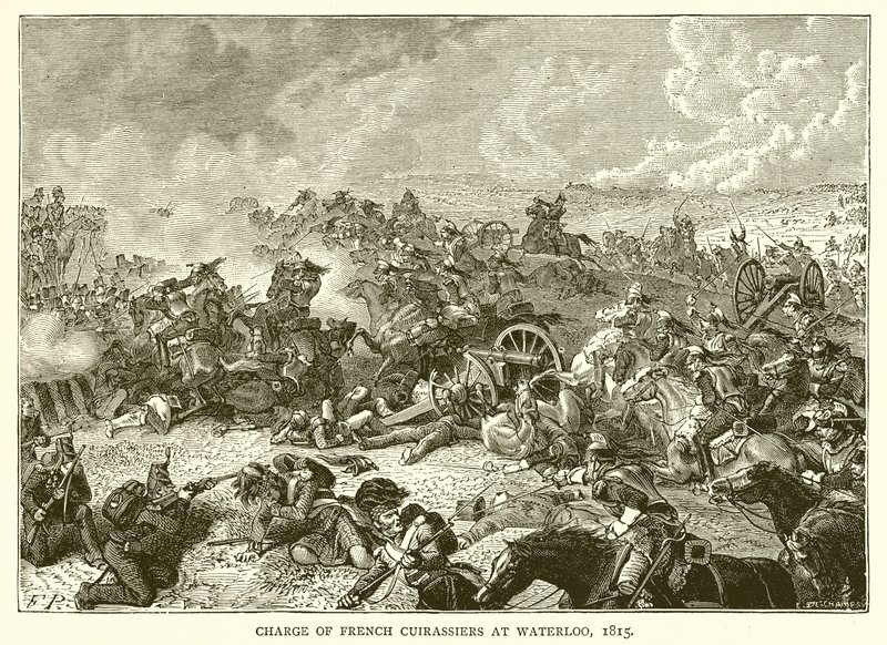 Carga de Couraceiros Franceses em Waterloo, 1815 de English School