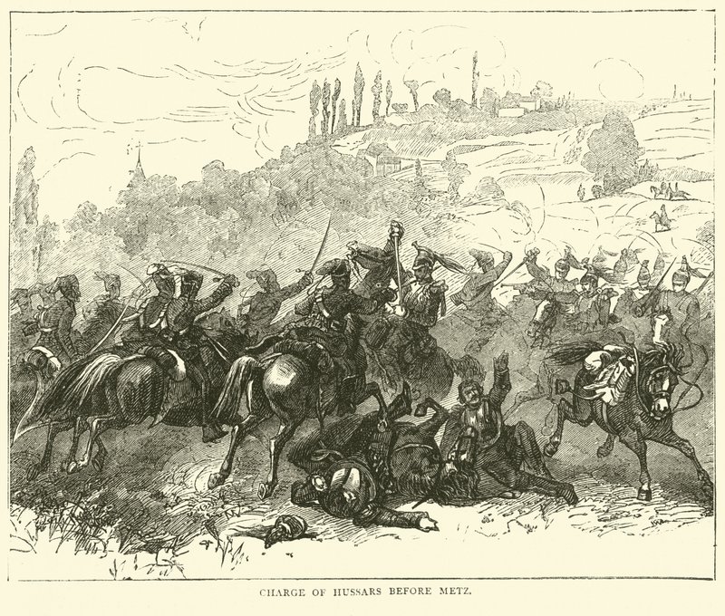 Carga de hussardos antes de Metz, outubro de 1870 de English School