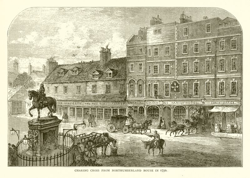 Charing Cross de Northumberland House em 1750 de English School