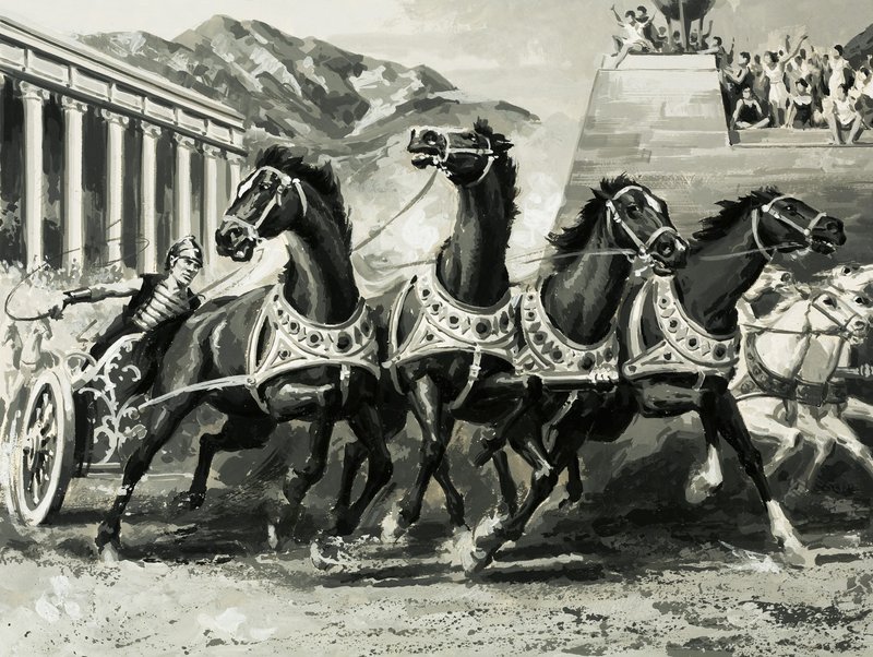 Corrida de carruagem na Roma antiga de English School