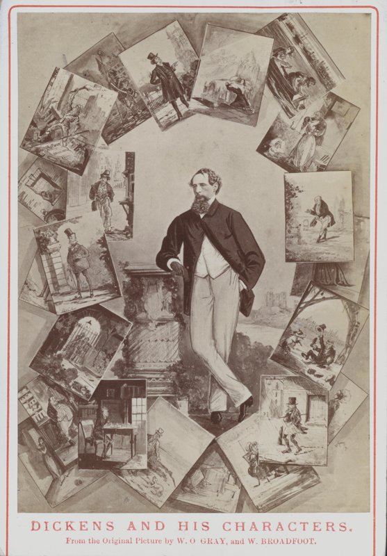 Charles Dickens e seus personagens, da foto original de WO Gray e W Broadfoot de English School