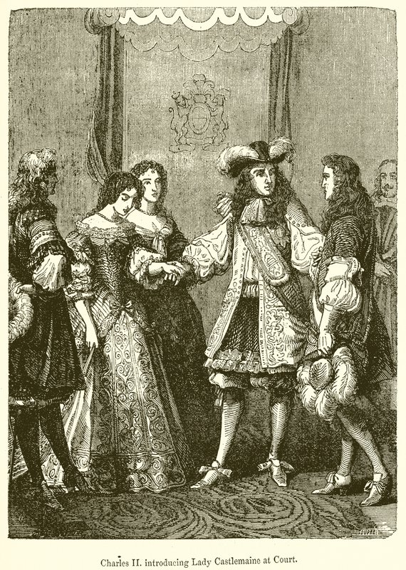 Carlos II apresentando Lady Castlemaine na Corte de English School