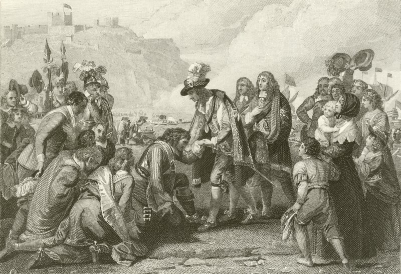 Charles II desembarque em Dover de English School